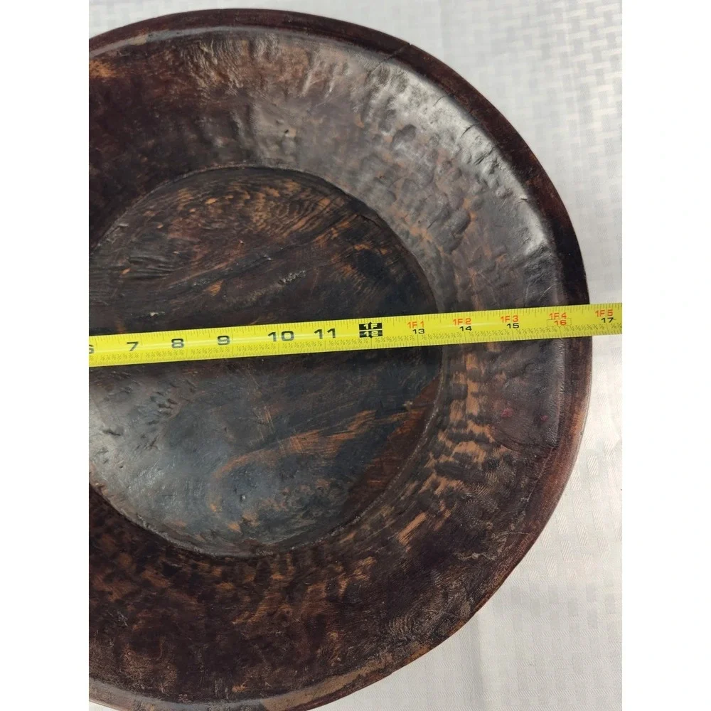Antique Primitive Wooden Dough Bowl 16.75